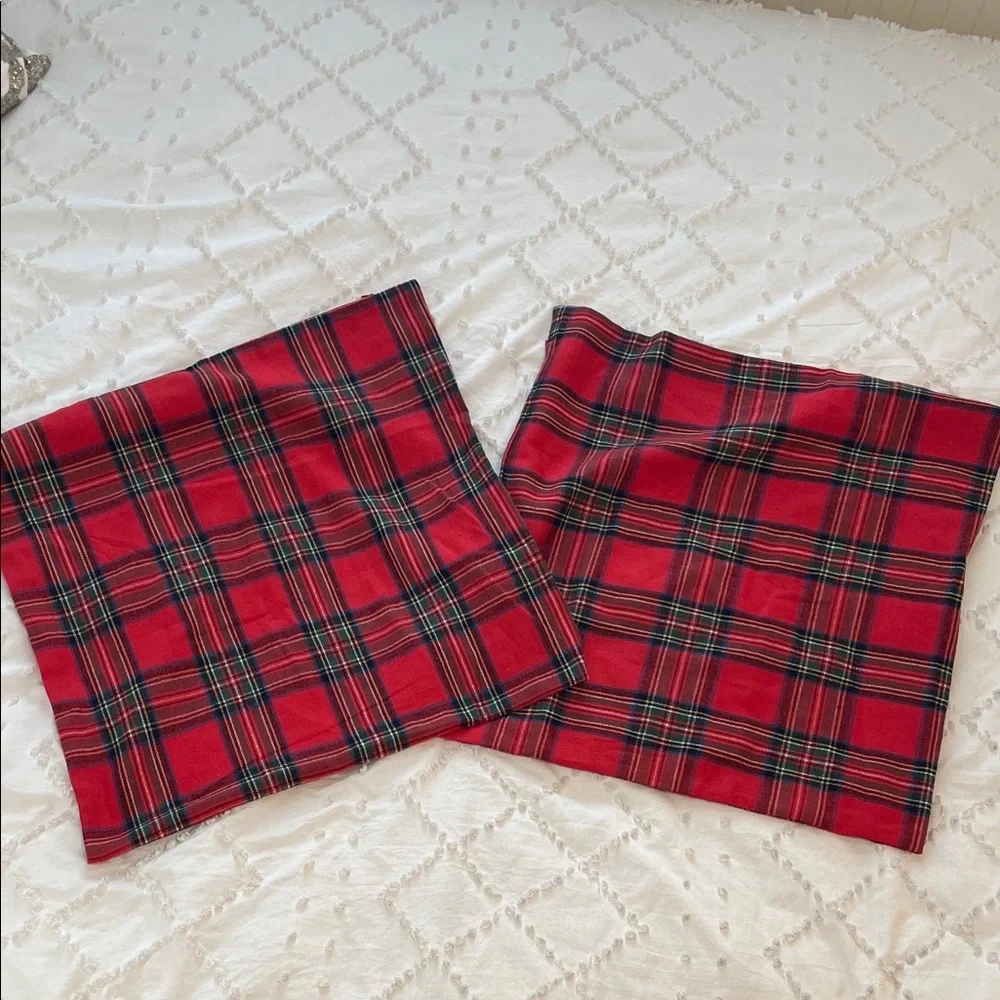 Red Plaid Pillow Covers set of two new